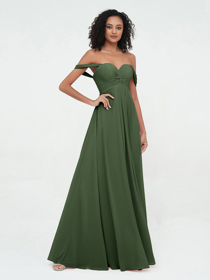 Vestidos imperio de hombros descubiertos con escote en forma de corazón Verde Oliva Tallas Grandes