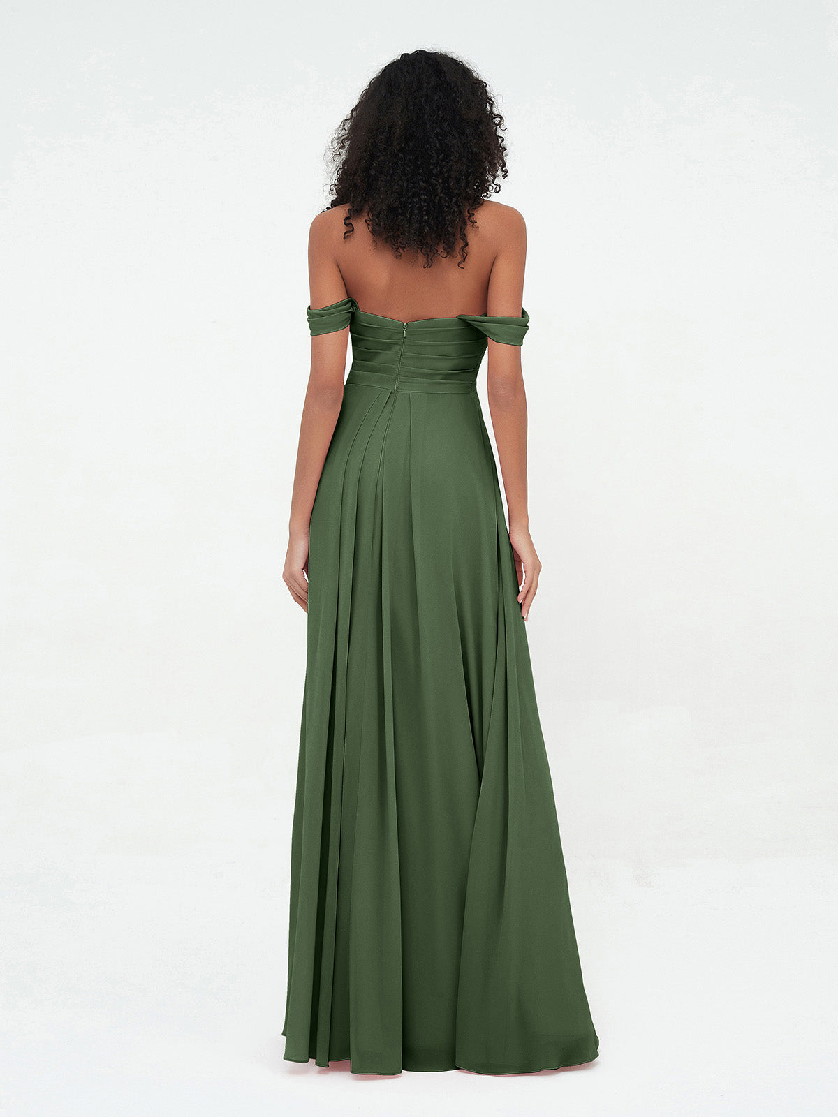 Vestidos imperio de hombros descubiertos con escote en forma de corazón Verde Oliva Tallas Grandes