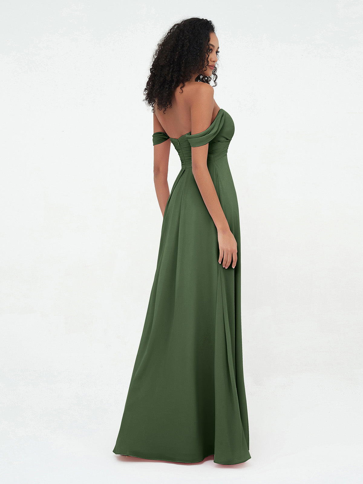 Vestidos imperio de hombros descubiertos con escote en forma de corazón Verde Oliva Tallas Grandes