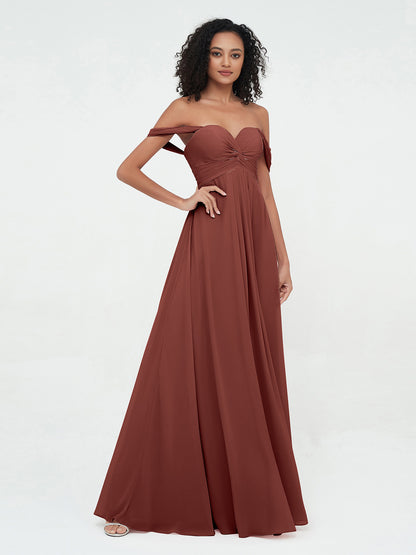 Vestidos imperio de hombros descubiertos con escote en forma de corazón Terracota Tallas Grandes