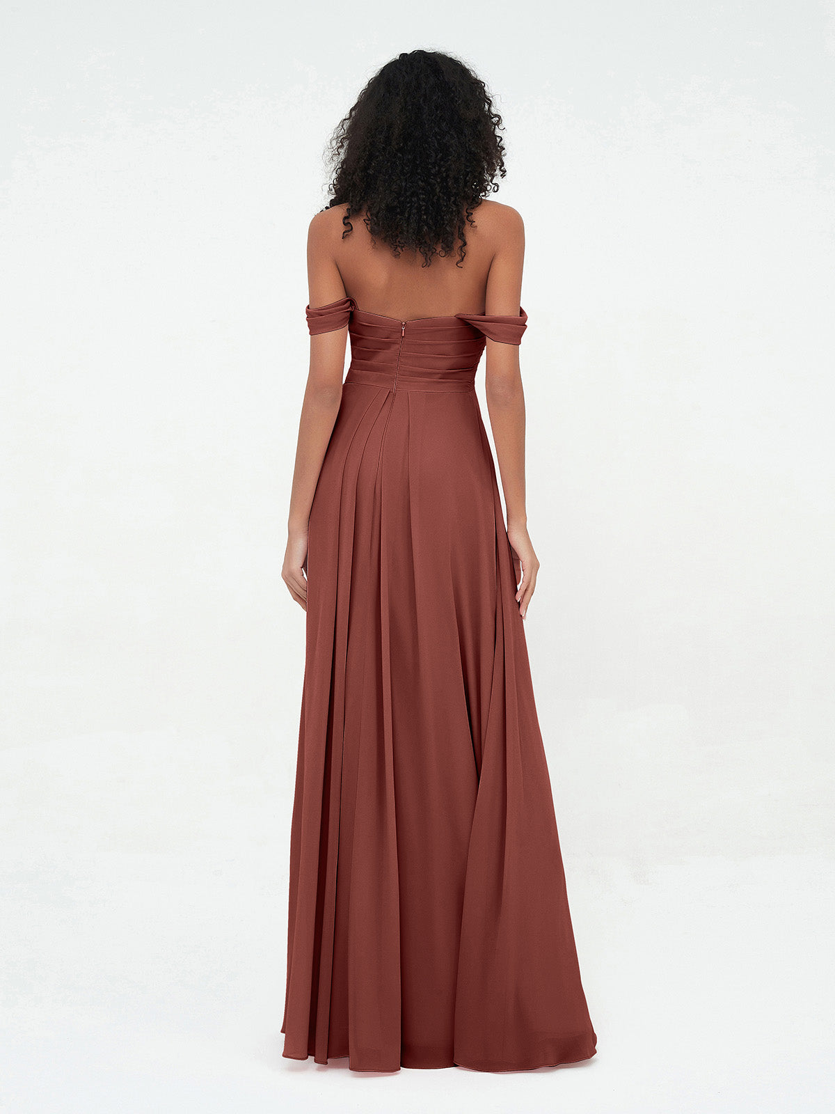 Vestidos imperio de hombros descubiertos con escote en forma de corazón Terracota