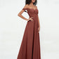 Vestidos imperio de hombros descubiertos con escote en forma de corazón Terracota