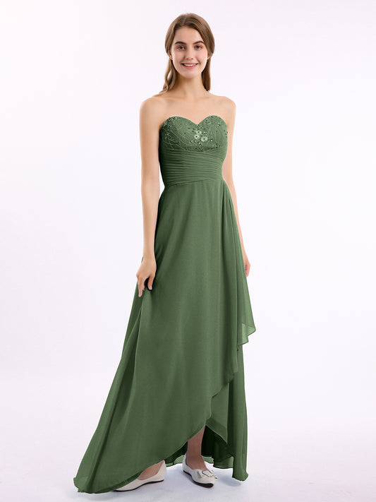 Dominic Sin Tirante Novio Largo Vestido Con Cuentas Verde Oliva Tallas Grandes