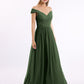 Vestido con la parte superior de encaje y la parte inferior de chiffon con mangas cap Verde Oliva Tallas Grandes