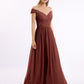 Vestido con la parte superior de encaje y la parte inferior de chiffon con mangas cap Terracota Tallas Grandes