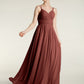 Vestidos de chiffon con tirantes dobles y escote en corazón Terracota