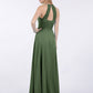Doris Cabestro Gasa Maxi Vestido De Dama De Honor Verde Oliva Tallas Grandes
