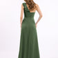 Eden Un Volante Hombro Largo Vestido De Dama De Honor Verde Oliva