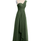 Eden Un Volante Hombro Largo Vestido De Dama De Honor Verde Oliva
