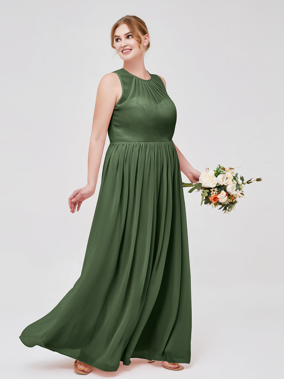 Edith Espejismo Vestido De Dama De Honor Hasta El Topillo Verde Oliva Tallas Grandes