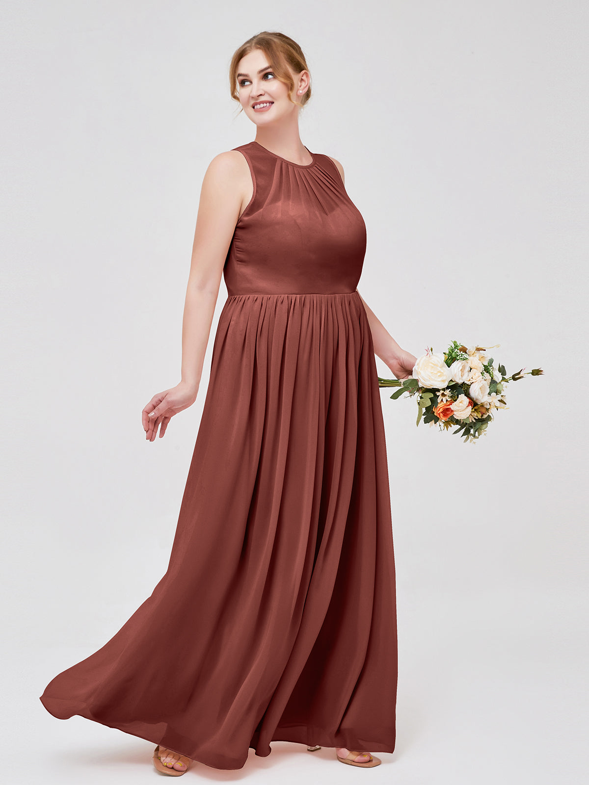 Edith Espejismo Vestido De Dama De Honor Hasta El Topillo Terracota Tallas Grandes