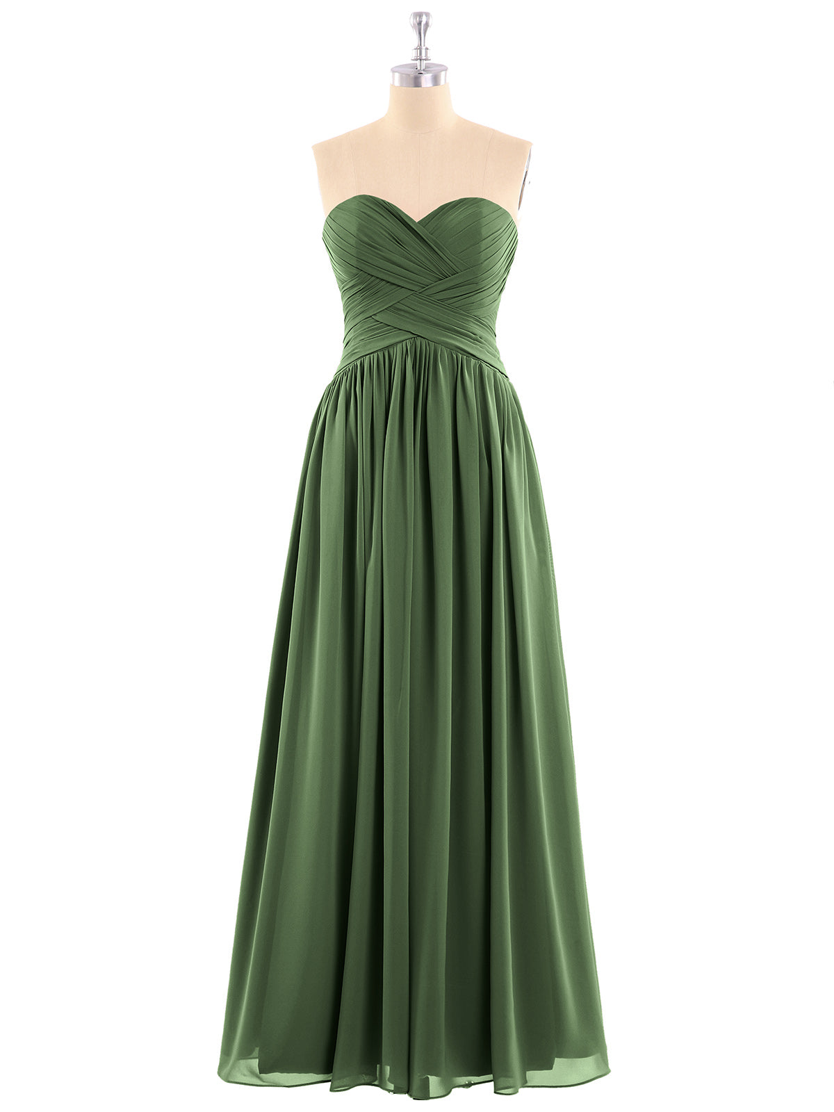 Eileen Gasa Vestidos De Dama De Honor Con Corpino Plisado Y Cruzado Verde Oliva