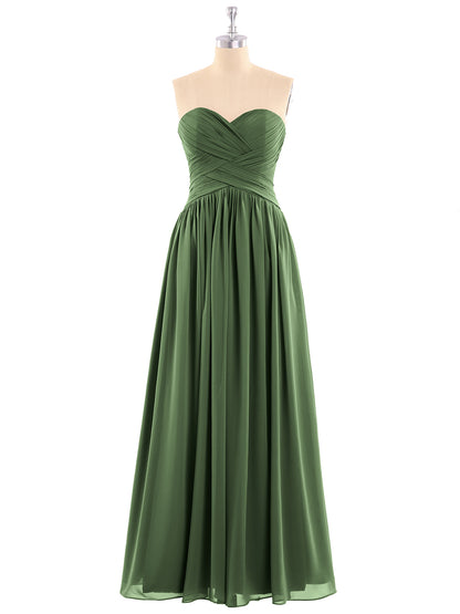 Eileen Gasa Vestidos De Dama De Honor Con Corpino Plisado Y Cruzado Verde Oliva