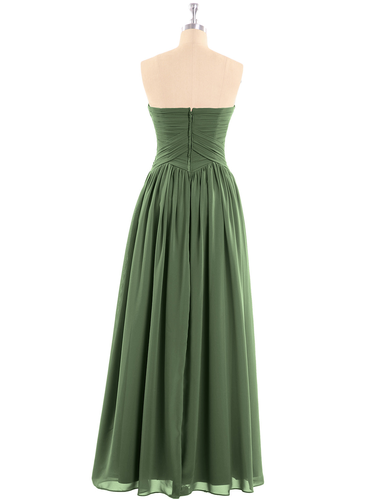 Eileen Gasa Vestidos De Dama De Honor Con Corpino Plisado Y Cruzado Verde Oliva