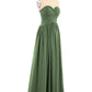 Eileen Gasa Vestidos De Dama De Honor Con Corpino Plisado Y Cruzado Verde Oliva