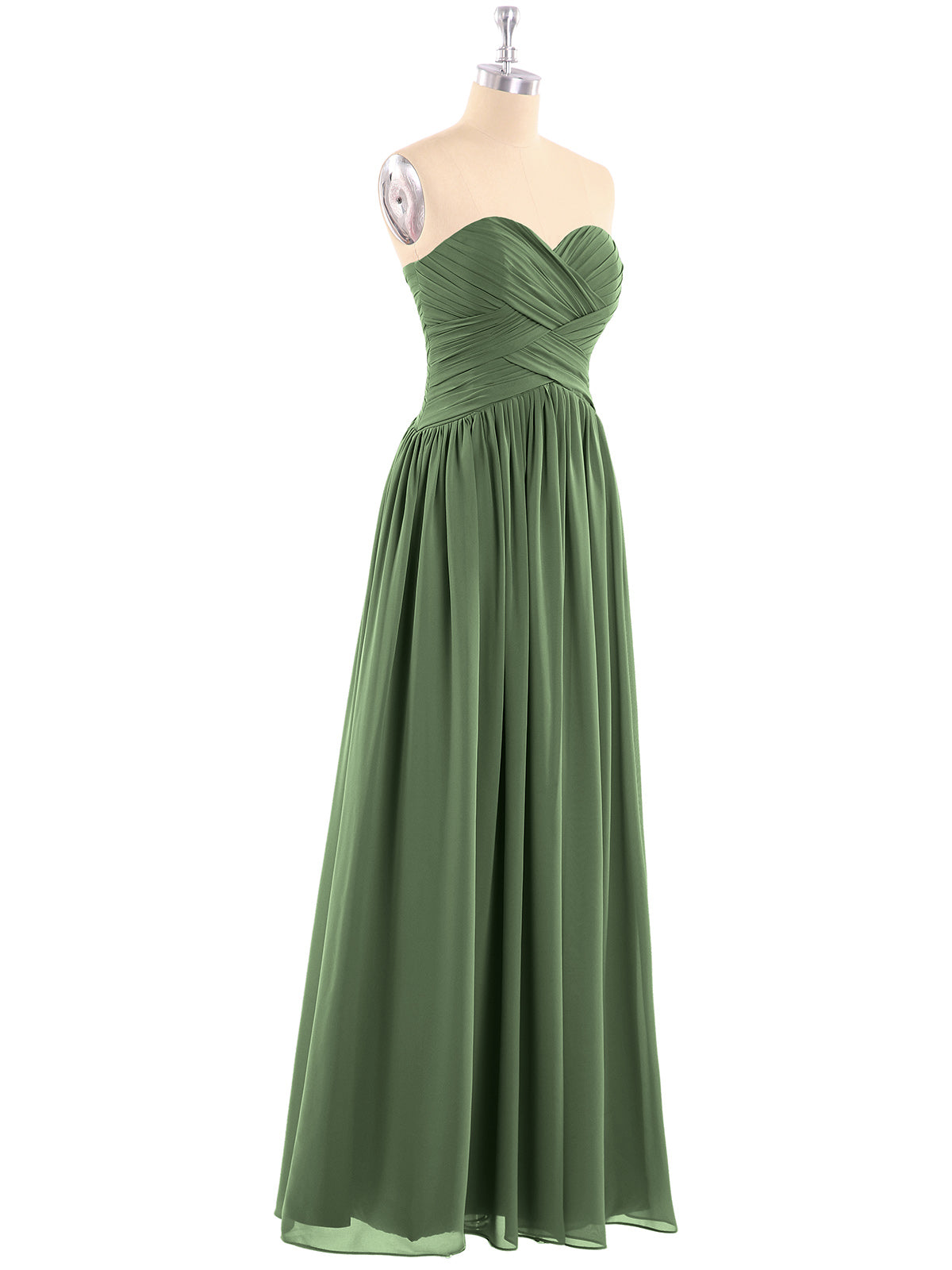 Eileen Gasa Vestidos De Dama De Honor Con Corpino Plisado Y Cruzado Verde Oliva