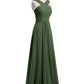 Eleanora Hombro Cruzado Tirante Gasa Vestido Con Corte Imperial Verde Oliva Tallas Grandes