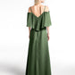 Vestido maxi con hombros descubiertos y volante superpuesto Verde Oliva