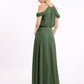 Vestido halter con escote en hombros caídos y cuerpo estilo blusón Verde Oliva Tallas Grandes