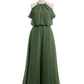 Vestido halter con escote en hombros caídos y cuerpo estilo blusón Verde Oliva Tallas Grandes