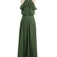 Vestido halter con escote en hombros caídos y cuerpo estilo blusón Verde Oliva Tallas Grandes