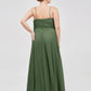 Vestido largo de tul con tirantes finos y escote en corazón Verde Oliva Tallas Grandes