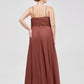 Vestido largo de tul con tirantes finos y escote en corazón Terracota Tallas Grandes