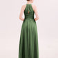 Elvira Cabestro Gasa Largo Corte De Dama De Honor Con Cinturon Verde Oliva Tallas Grandes