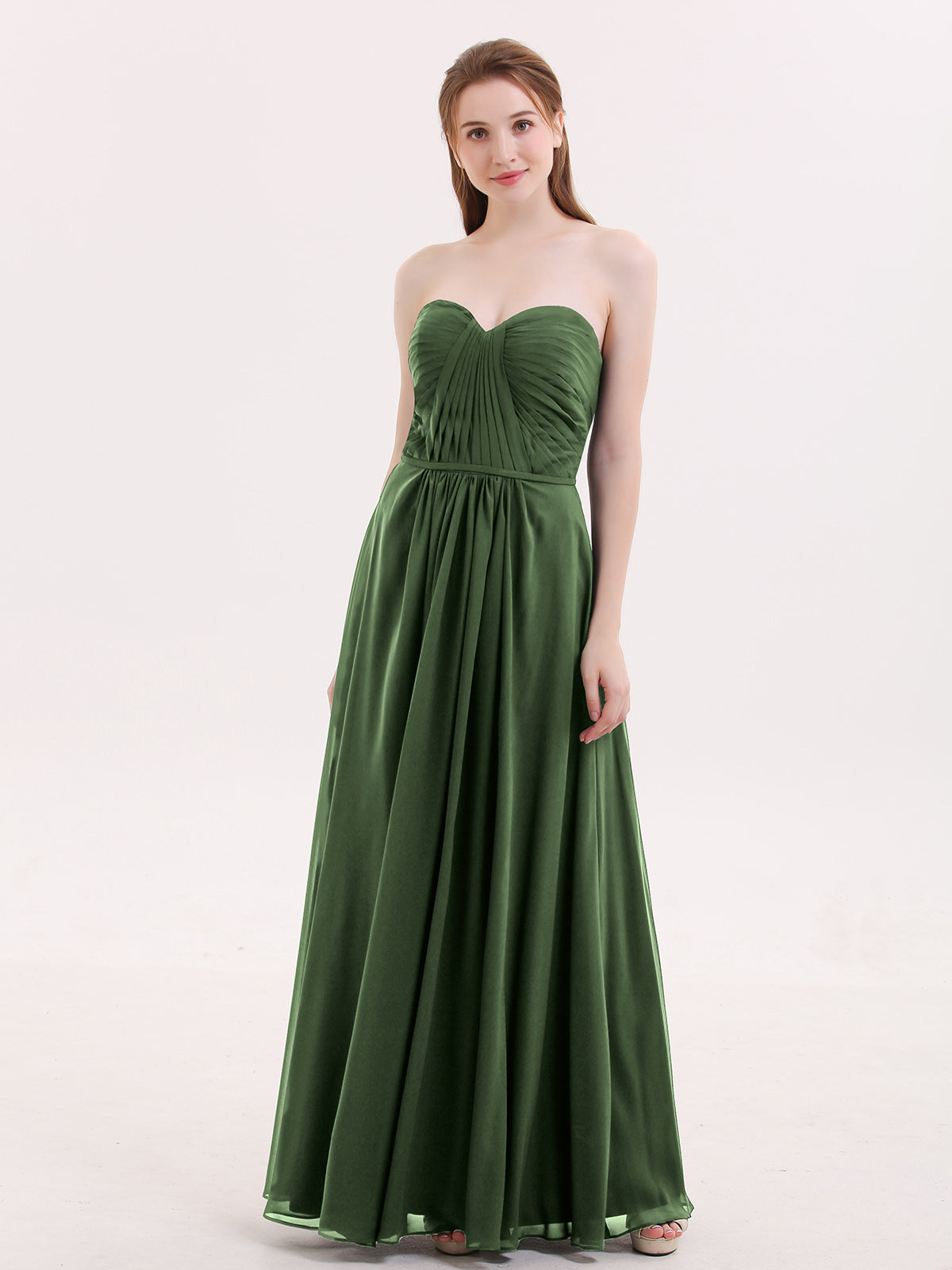 Evangeline Sin Tirante Novio Vestidos De Dama De Honor Verde Oliva