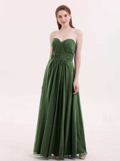 Evangeline Sin Tirante Novio Vestidos De Dama De Honor Verde Oliva