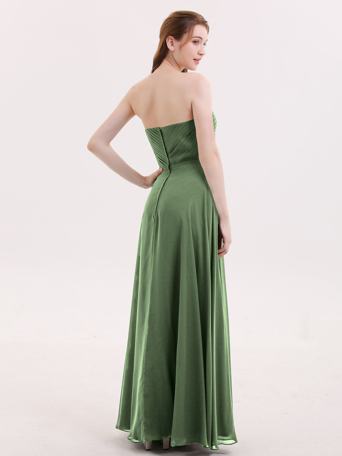 Evangeline Sin Tirante Novio Vestidos De Dama De Honor Verde Oliva