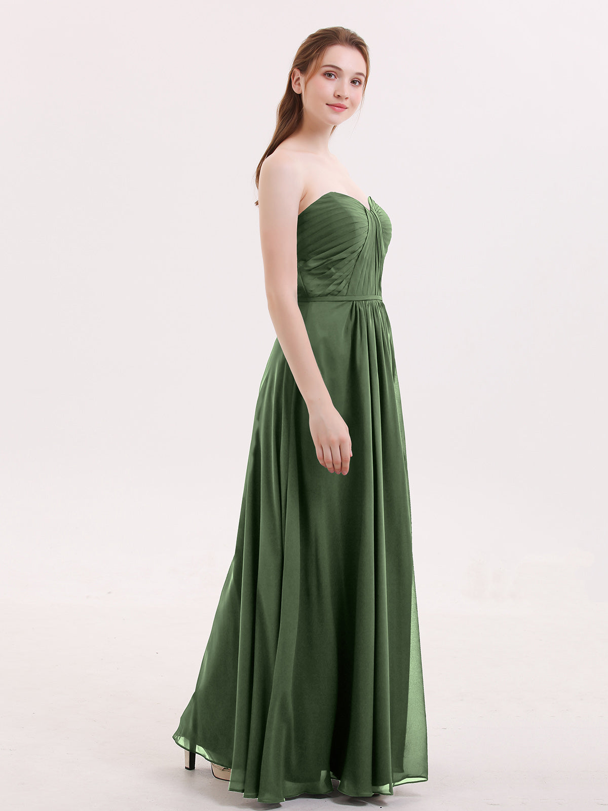 Evangeline Sin Tirante Novio Vestidos De Dama De Honor Verde Oliva