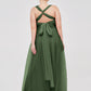 Vestidos de tul con espalda convertible y largo hasta el suelo Verde Oliva Tallas Grandes
