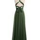 Vestidos de tul con espalda convertible y largo hasta el suelo Verde Oliva Tallas Grandes