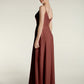 Vestidos largos de chiffon con tirantes finos y escote en corazón Terracota Tallas Grandes