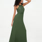 Vestidos de halter con top de encaje y espalda descubierta de gasa  Verde Oliva Tallas Grandes