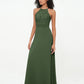 Vestidos de halter con top de encaje y espalda descubierta de gasa  Verde Oliva Tallas Grandes