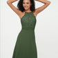 Vestidos de halter con top de encaje y espalda descubierta de gasa  Verde Oliva Tallas Grandes