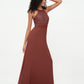 Vestidos de halter con top de encaje y espalda descubierta de gasa Terracota