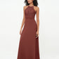 Vestidos de halter con top de encaje y espalda descubierta de gasa Terracota