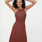 Vestidos de halter con top de encaje y espalda descubierta de gasa Terracota