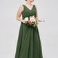 Georgia Escote En V Gasa Largo Vestido De Dama De Honor Verde Oliva Tallas Grandes