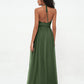 Vestidos boho máximos de tul con escote halter ilusión Verde Oliva Tallas Grandes