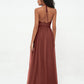 Vestidos boho máximos de tul con escote halter ilusión Terracota