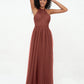 Vestidos boho máximos de tul con escote halter ilusión Terracota