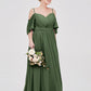Vestidos de chiffon con tirantes finos y hombros descubiertos Verde Oliva Tallas Grandes