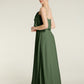 Vestidos sencillos de dama de honor con tirantes finos Verde Oliva Tallas Grandes