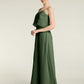 Vestidos sencillos de dama de honor con tirantes finos Verde Oliva Tallas Grandes