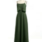 Vestidos sencillos de dama de honor con tirantes finos Verde Oliva Tallas Grandes