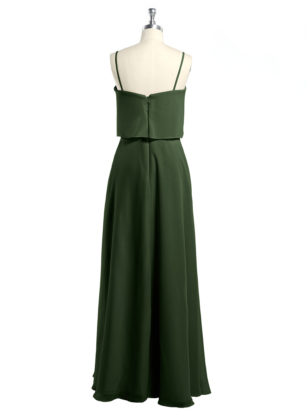 Vestidos sencillos de dama de honor con tirantes finos Verde Oliva Tallas Grandes